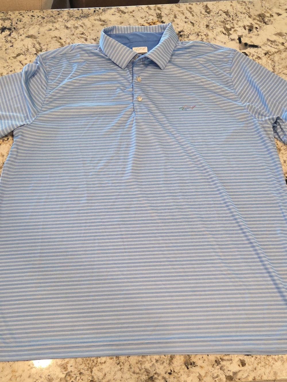 Greg Norman Collection Light Blue & White Striped Polo Size XXL